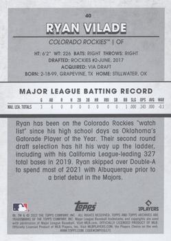 2022 Topps Archives Snapshots #40 Ryan Vilade Back