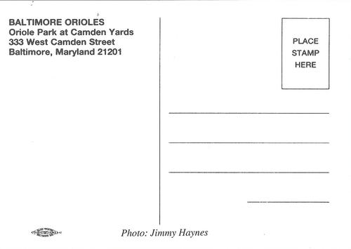 1995 Baltimore Orioles Photocards #NNO Jimmy Haynes Back