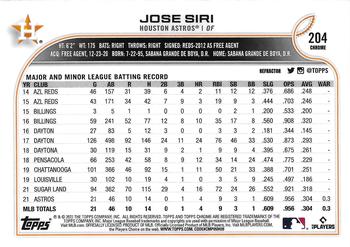 2022 Topps Chrome Sonic - Refractor #204 Jose Siri Back