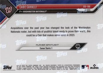 2023 Topps Now Road to Opening Day Washington Nationals #OD-196 Cade Cavalli Back