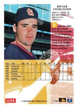 1994 Fleer Update #U178 Bryan Eversgerd Back