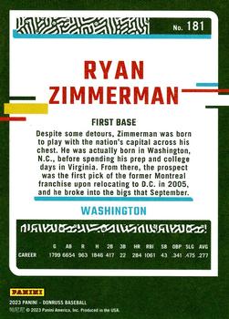 2023 Donruss #181 Ryan Zimmerman Back