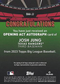 2023 Topps Big League - Opening Act Autographs Blue Foil #OAA-JJ Josh Jung Back