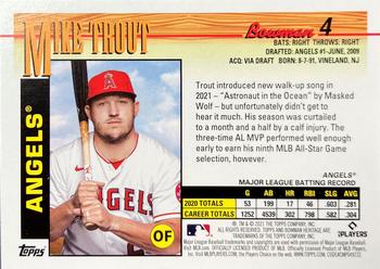 2021 Bowman Heritage - Black & White #4 Mike Trout Back