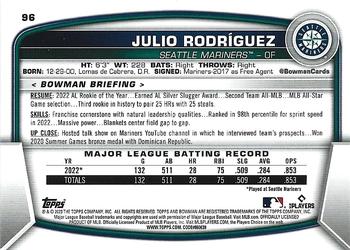 2023 Bowman - Purple Pattern #96 Julio Rodriguez Back