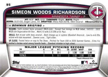 2023 Bowman - Blue Pattern #95 Simeon Woods Richardson Back
