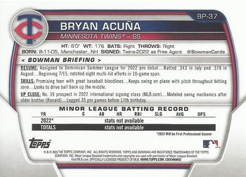 2023 Bowman - Prospects #BP-37 Bryan Acuna Back