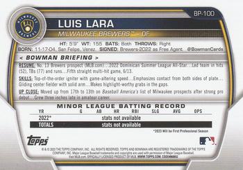 2023 Bowman - Prospects #BP-100 Luis Lara Back