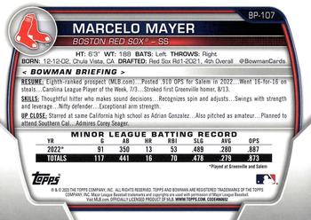 2023 Bowman - Prospects #BP-107 Marcelo Mayer Back
