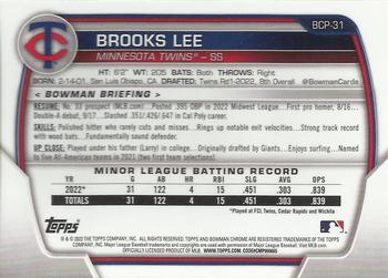 2023 Bowman - Chrome Prospects #BCP-31 Brooks Lee Back