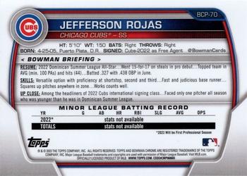 2023 Bowman - Chrome Prospects #BCP-70 Jefferson Rojas Back