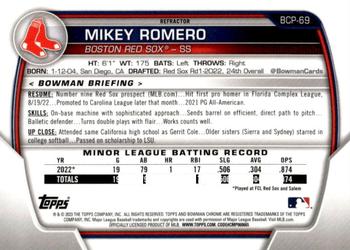 2023 Bowman - Chrome Prospects Lunar Glow Refractor #BCP-69 Mikey Romero Back