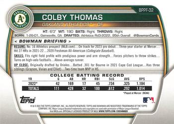 2023 Bowman 1st Edition #BPPF-32 Colby Thomas Back