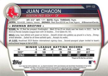 2023 Bowman 1st Edition #BPPF-105 Juan Chacon Back