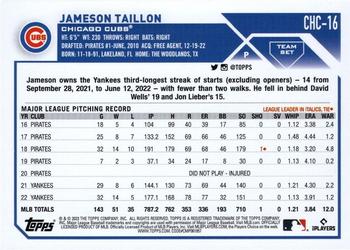 2023 Topps Chicago Cubs #CHC-16 Jameson Taillon Back