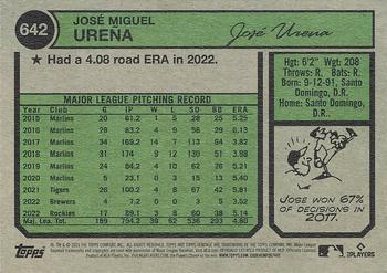 2023 Topps Heritage #642 Jose Urena Back