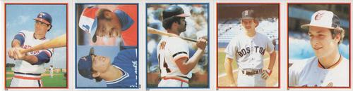 1983 Topps Stickers - Test Strips #NNO Johnny Grubb / Dale Murphy / Al Oliver / Reggie Smith / Dave Stapleton / Cal Ripken Jr. Front
