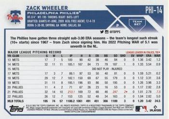 2023 Topps Philadelphia Phillies #PHI-14 Zack Wheeler Back