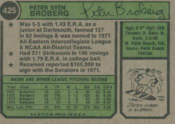 2023 Topps Heritage - 50th Anniversary Buybacks #425 Pete Broberg Back