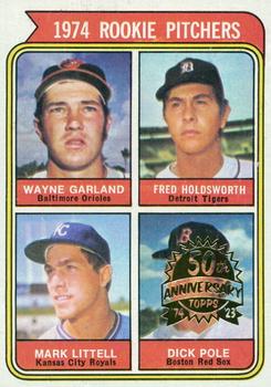 2023 Topps Heritage - 50th Anniversary Buybacks #596 1974 Rookie Pitchers (Wayne Garland / Fred Holdsworth / Mark Littell / Dick Pole) Front