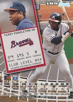 1994 Leaf #189 Terry Pendleton Back