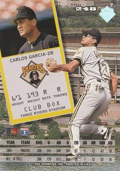 1994 Leaf #248 Carlos Garcia Back