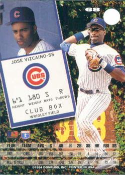 1994 Leaf #68 Jose Vizcaino Back