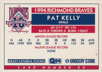 1994 Richmond Braves Perforated #22 Pat Kelly Back