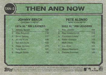 2023 Topps Heritage - Then and Now #TAN-2 Johnny Bench / Pete Alonso Back