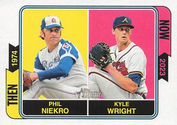 2023 Topps Heritage - Then and Now #TAN-8 Phil Niekro / Kyle Wright Front