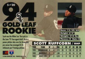 1994 Leaf - Gold Leaf Rookies #5 Scott Ruffcorn Back