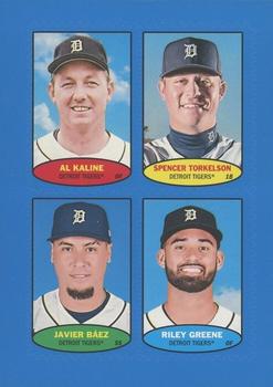 2023 Topps Heritage - 1974 Topps Stamps Blue #74BS-61 / 74BS-62 / 74BS-63 / 74BS-64 Al Kaline  / Spencer Torkelson  / Javier Báez  / Riley Greene Front