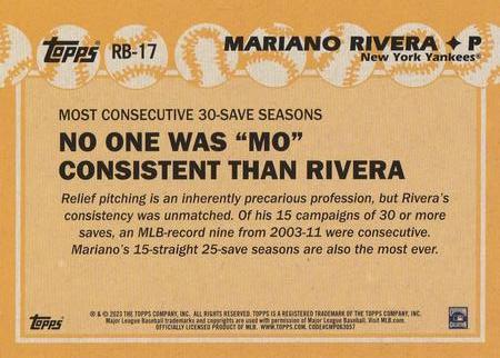 2023 Topps - 1988 Topps Record Breakers Oversized Box Toppers #RB-17 Mariano Rivera Back