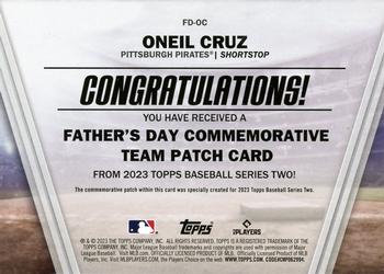 2023 Topps - Father's Day Commemorative Team Patches #FD-OC Oneil Cruz Back