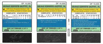 1991 Bleachers 23KT Ken Griffey Jr. - Uncut Promo Sheet #NNO Ken Griffey Jr. Back