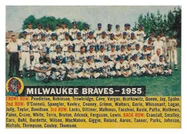 1956 Topps #95 Milwaukee Braves Front