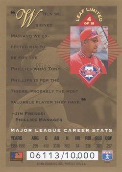 1994 Leaf Limited - Gold All-Stars #4 Mariano Duncan Back