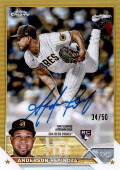 2023 Topps Chrome - Rookie Autographs Gold #RA-AE Anderson Espinoza Front