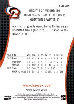 2023 Choice Bowie Baysox #02 Tyler Burch Back