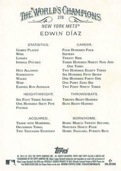 2023 Topps Allen & Ginter #278 Edwin Díaz Back