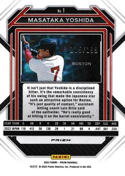 2023 Panini Prizm - Red Prizm #1 Masataka Yoshida Back