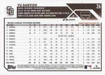 2023 Topps Chrome - X-Fractor #26 Yu Darvish Back