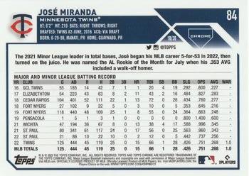 2023 Topps Chrome - X-Fractor #84 José Miranda Back