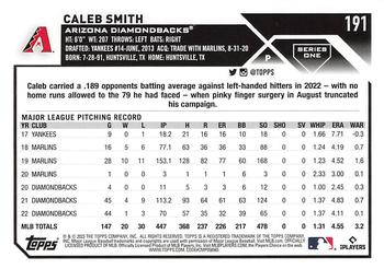 2023 Topps - 582 Montgomery Club Foil Stamped #191 Caleb Smith Back
