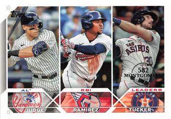 2023 Topps - 582 Montgomery Club Foil Stamped #241 AL RBI Leaders (Aaron Judge / José Ramírez / Kyle Tucker) Front