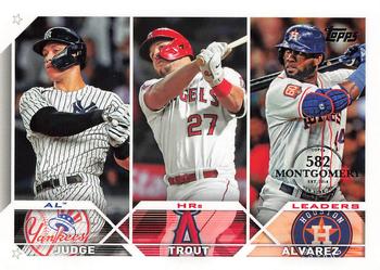 2023 Topps - 582 Montgomery Club Foil Stamped #246 AL HRs Leaders (Aaron Judge / Mike Trout / Yordan Alvarez) Front