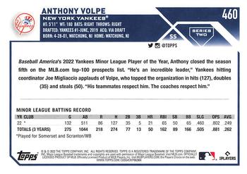 2023 Topps - 582 Montgomery Club Foil Stamped #460 Anthony Volpe Back