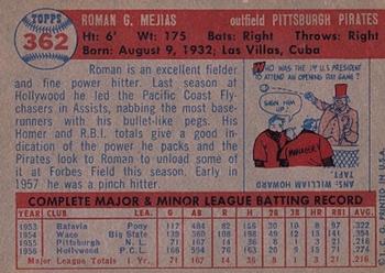 1957 Topps #362 Roman Mejias Back