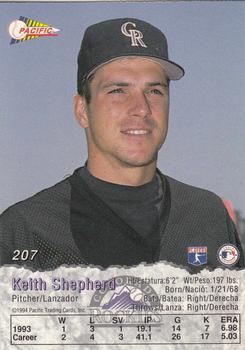 1994 Pacific #207 Keith Shepherd Back