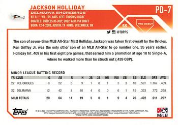 2023 Topps Pro Debut #PD-7 Jackson Holliday Back